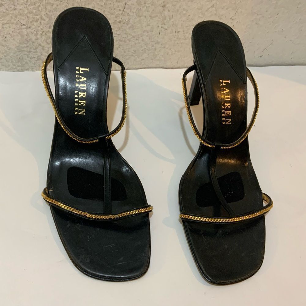 Lauren by Ralph Lauren Black Strappy Sandals size 9.5 B